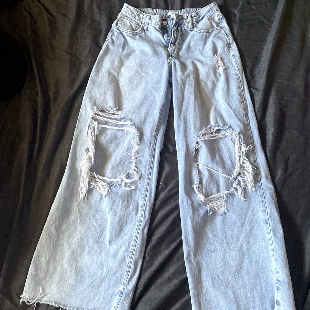 light washed baggy jeans